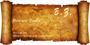Boros Zoé névjegykártya